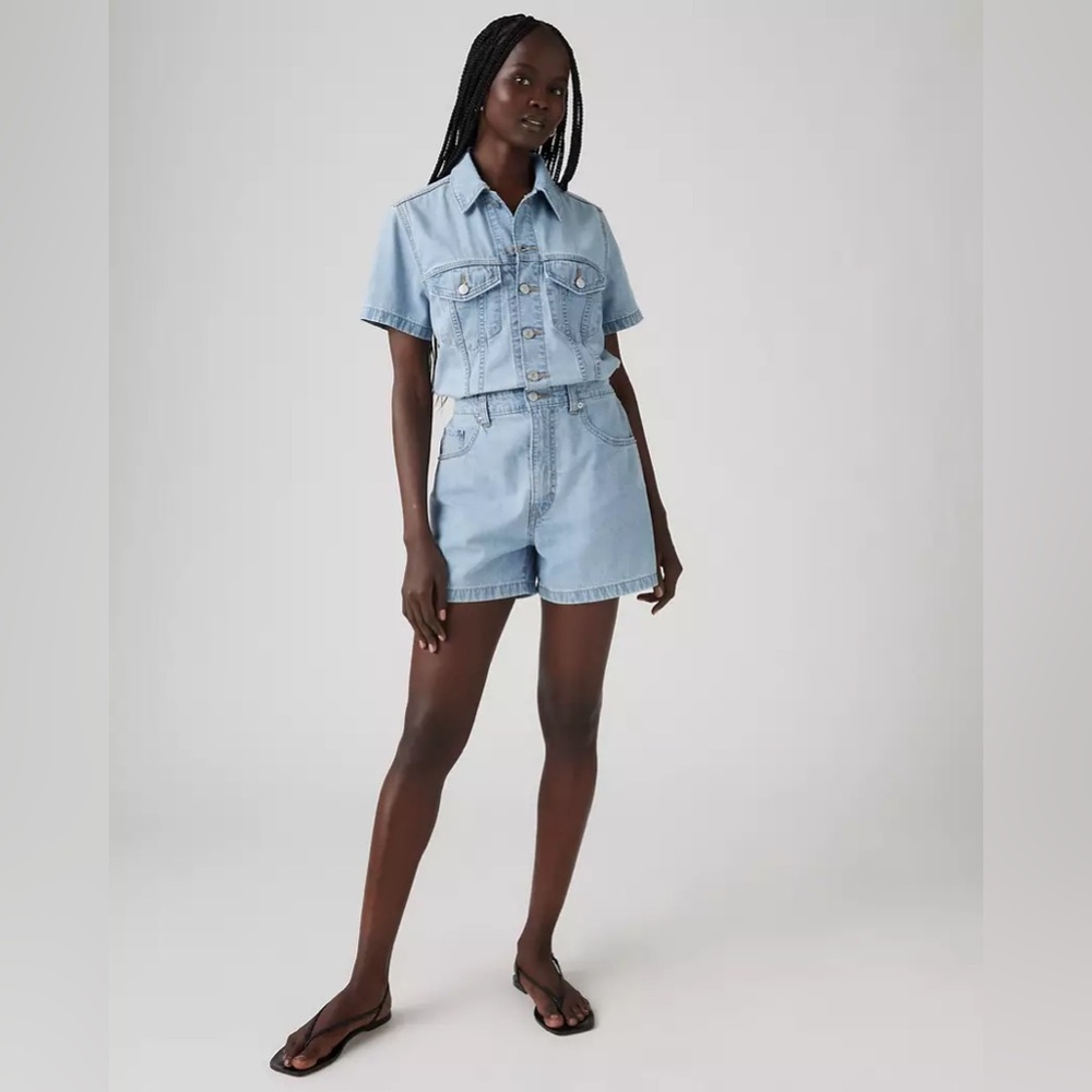 Levi’s Type 3 Denim Button Up Romper in Forgotten Dream Blue Western NWT X Small